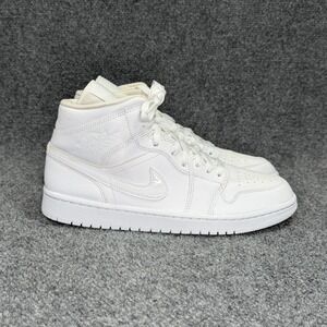 Air Jordan Mid Shoes Women's 10.5 Triple White Athletic Retro Basketball Sneaker
